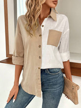 Two Tone Drop Shoulder Pocket Patched Shirt